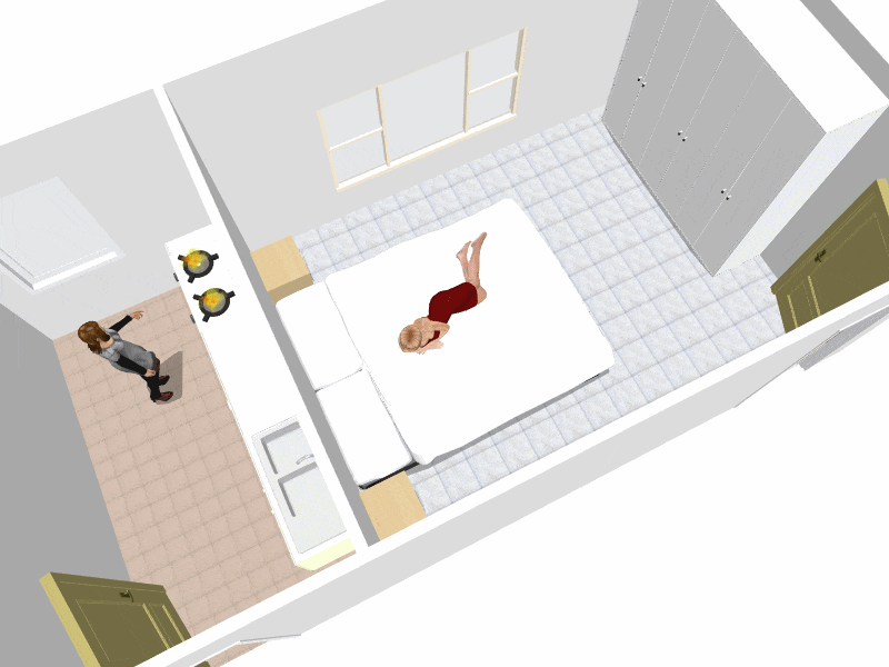 化解臥室與廚房相鄰