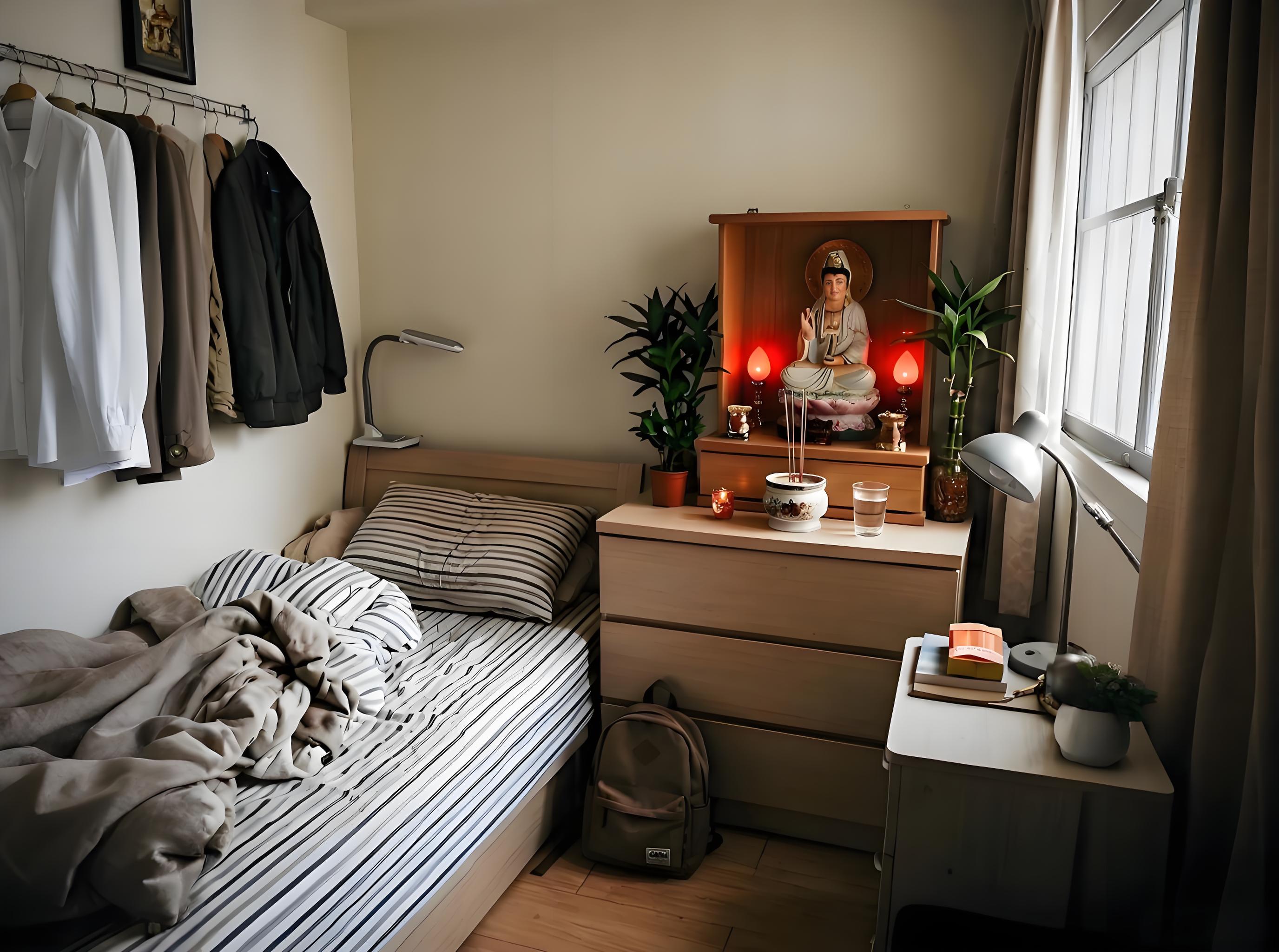 神桌擺在臥室內