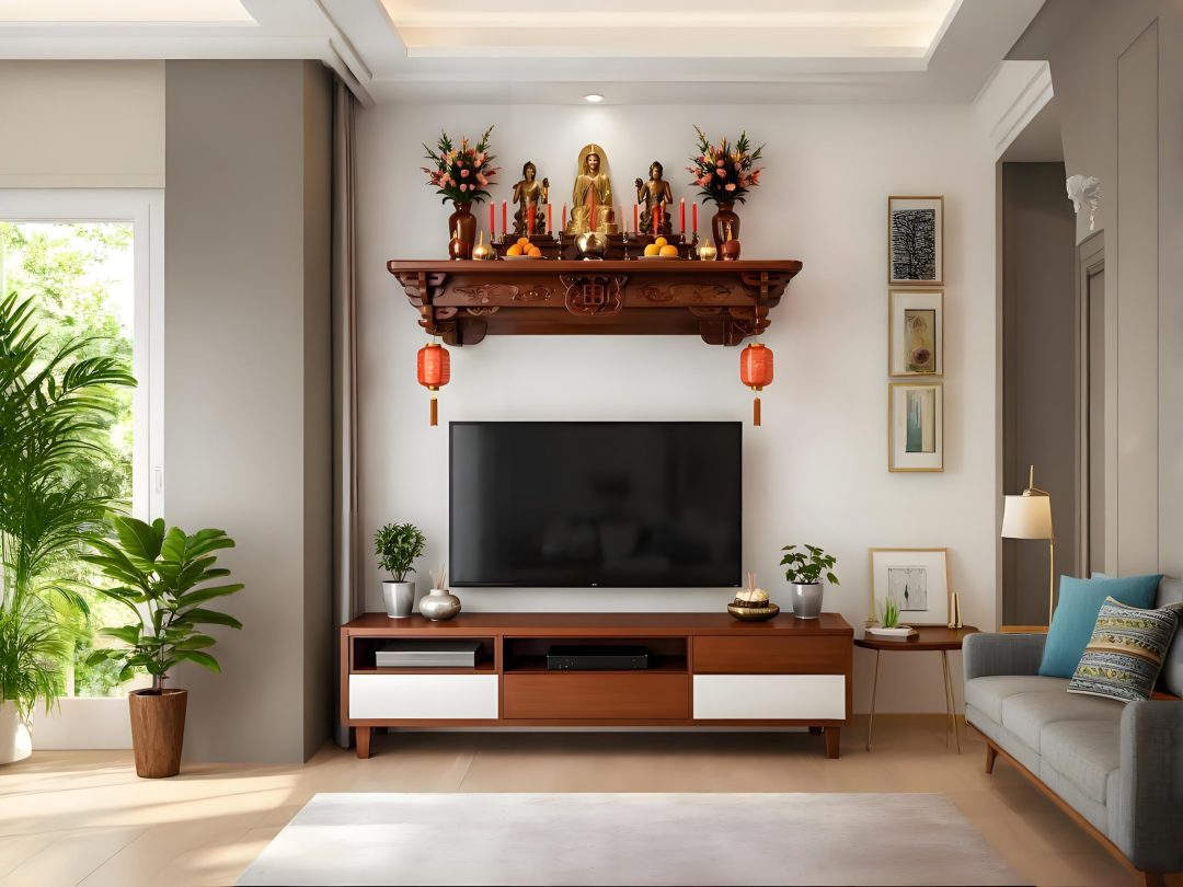 神桌下方擺放電器