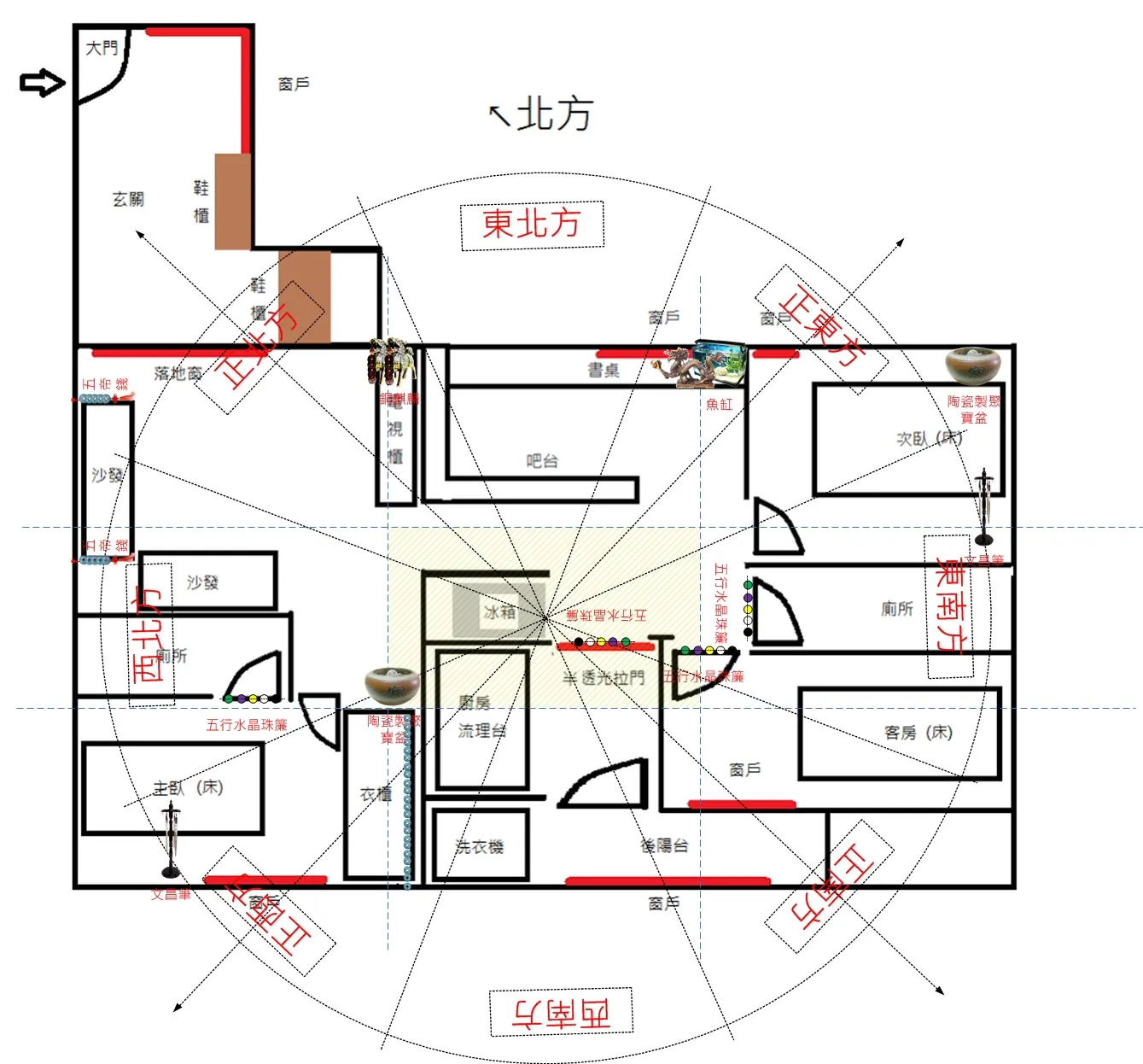 【驚！】沙發背門＋穿堂煞＋廁所對床，這間住宅有哪些風水問題？