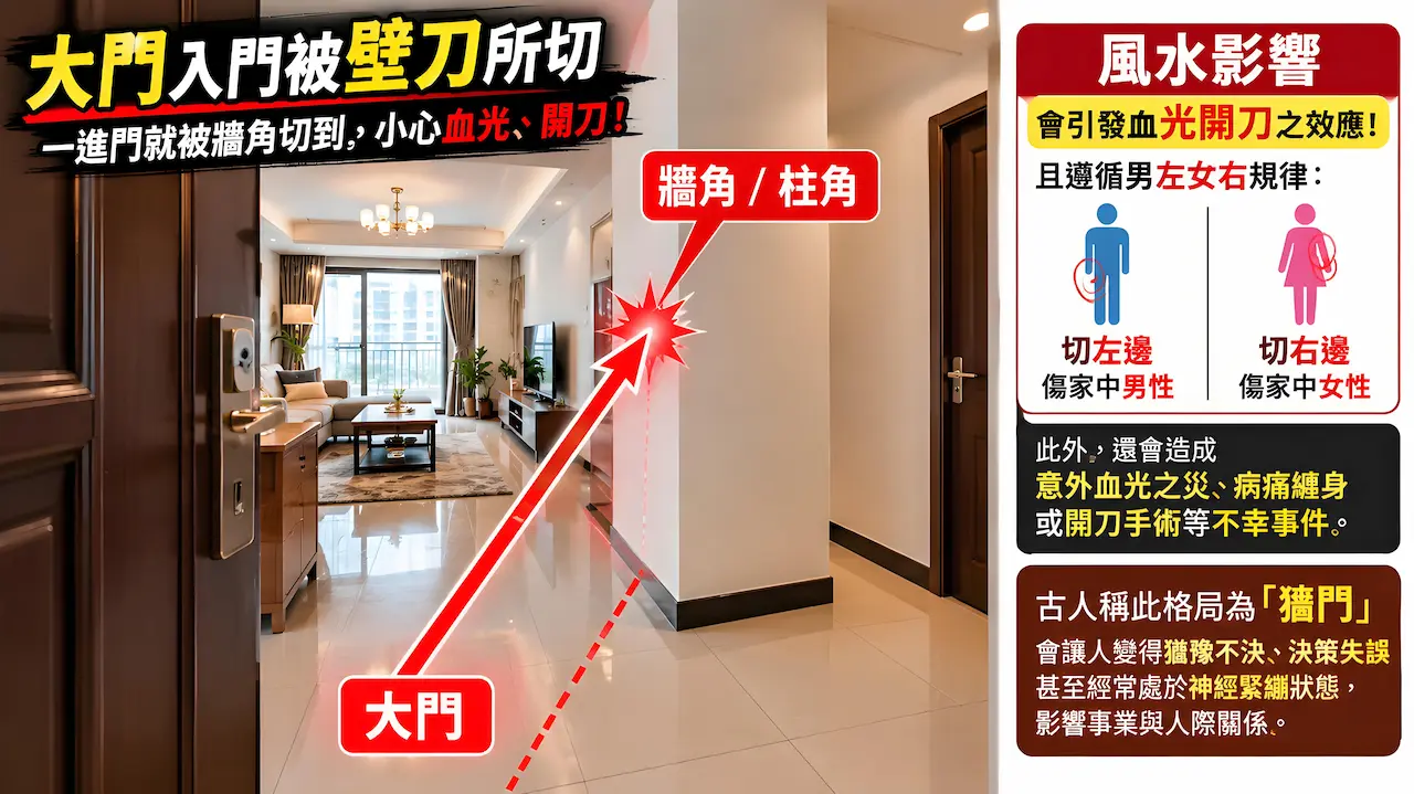 大門入門被壁刀所切｜壁刀煞風水禁忌與化解方法