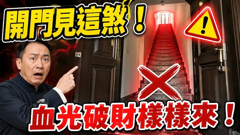 大門出門正對往上樓梯｜樓梯沖大門形成「小路沖」